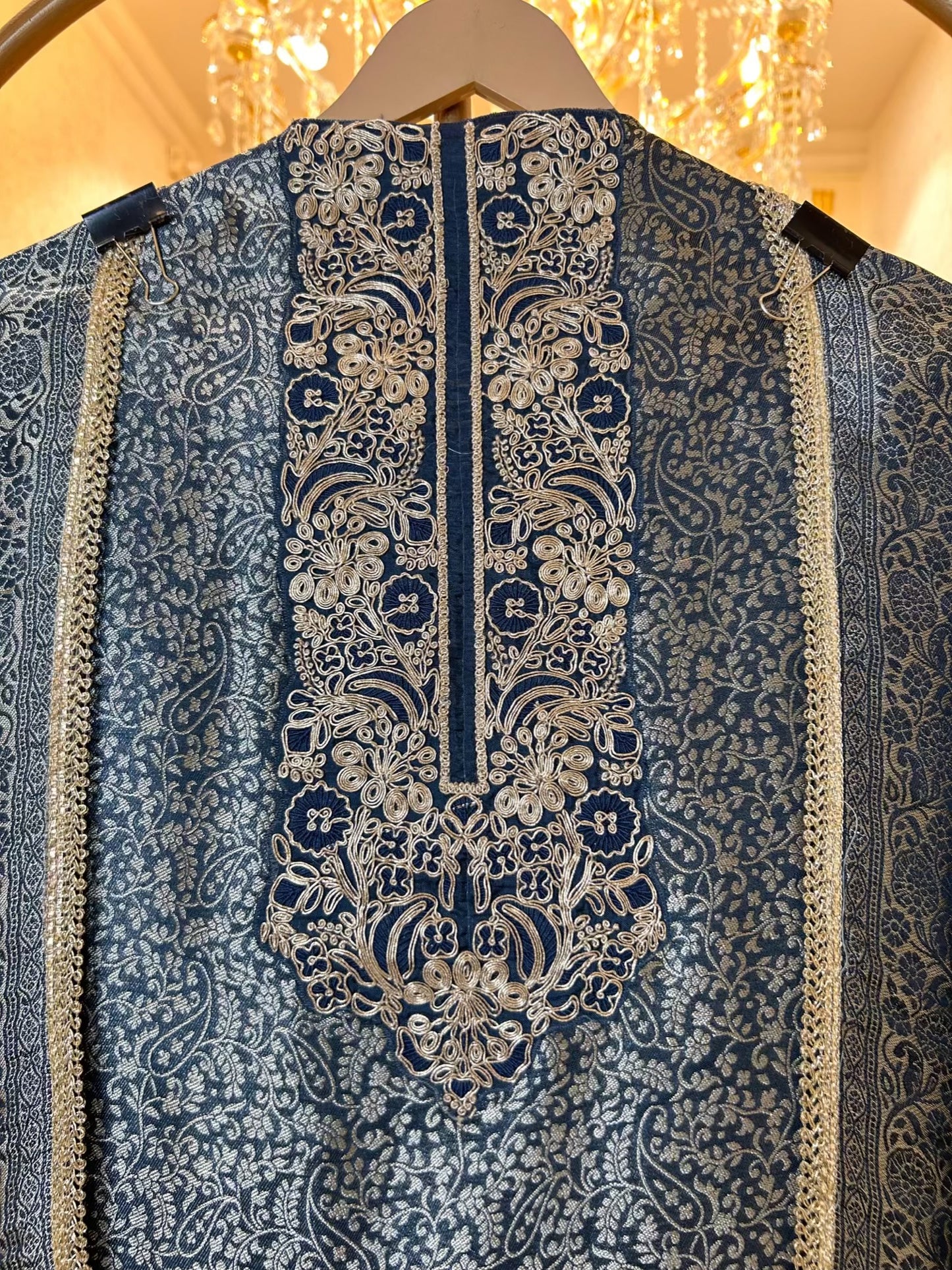 Zarvahana Brocade Suit (Peacock Blue)