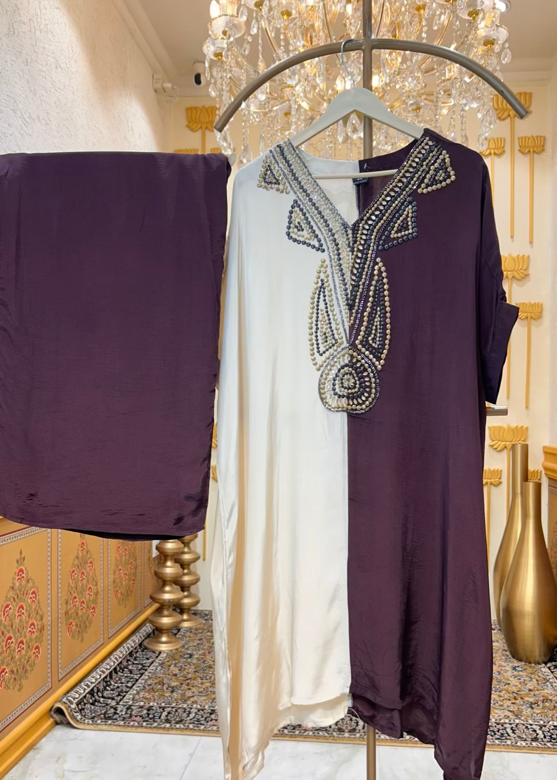 Zehva Corset Co-ord Set (Ivory & Brown)