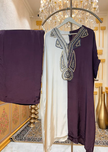 Zehva Corset Co-ord Set (Ivory & Brown)