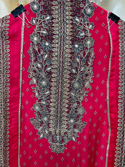 Ishqra Zari Bloom Suit (Magenta)