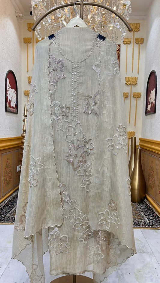 Aarifa Crush Karigari Suit (Ivory)