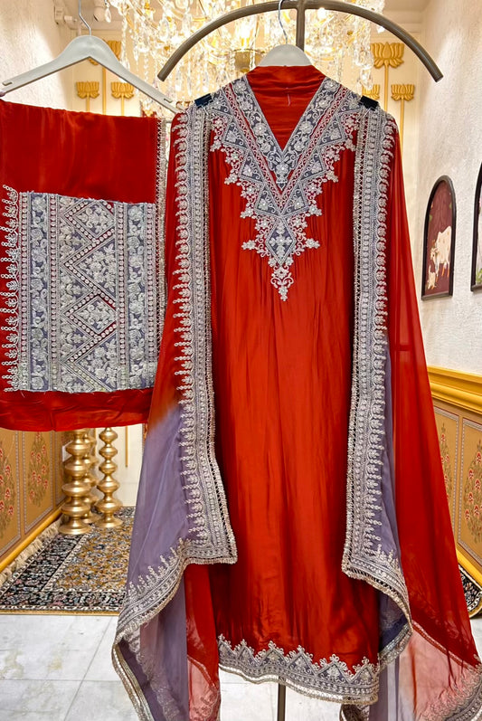 Afsara Noor Dori Suit (Rust)