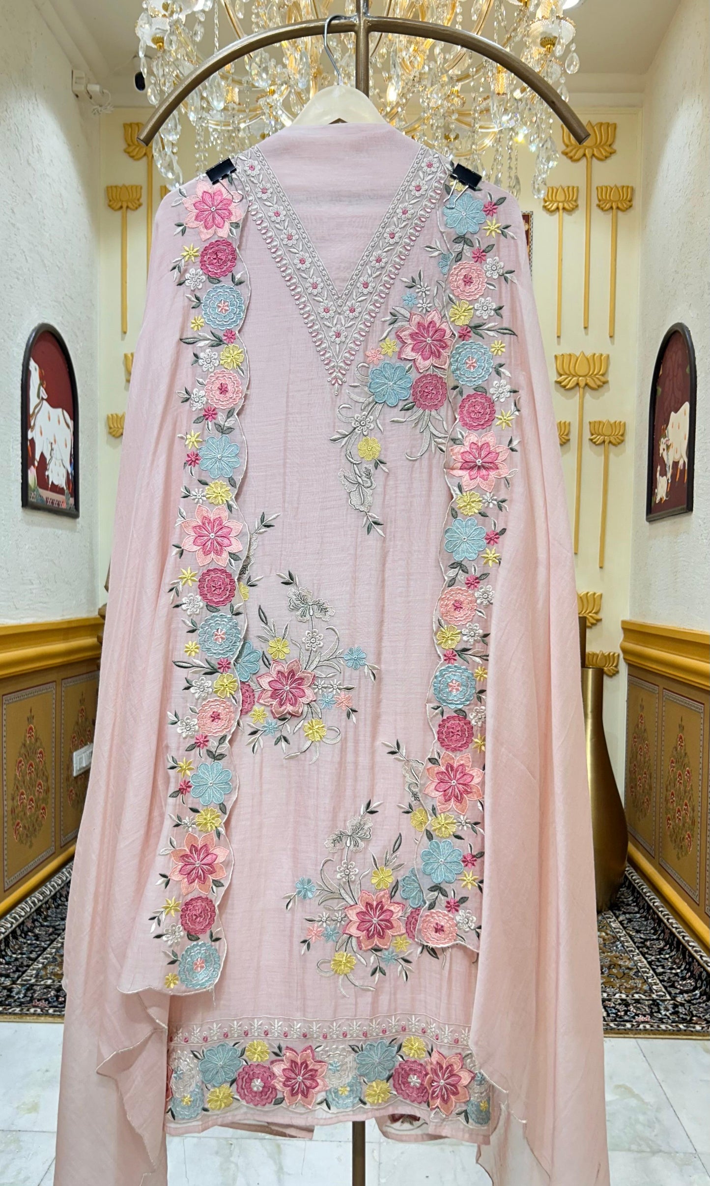 Nazneen Mul Naqsh Suit (Peach)