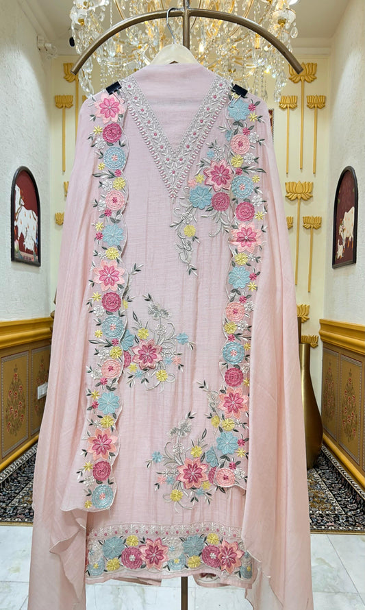 Nazneen Mul Naqsh Suit (Peach)