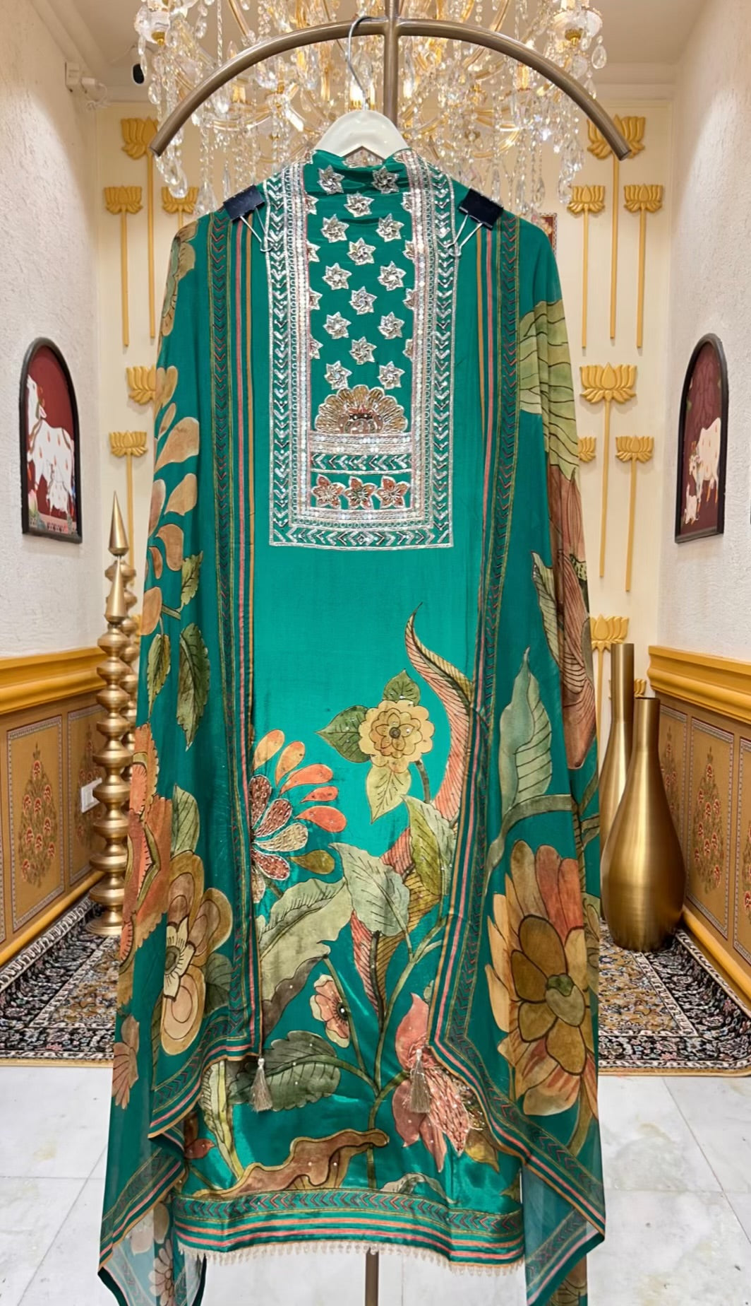 Aarifa Grace Printed Suit (Green)