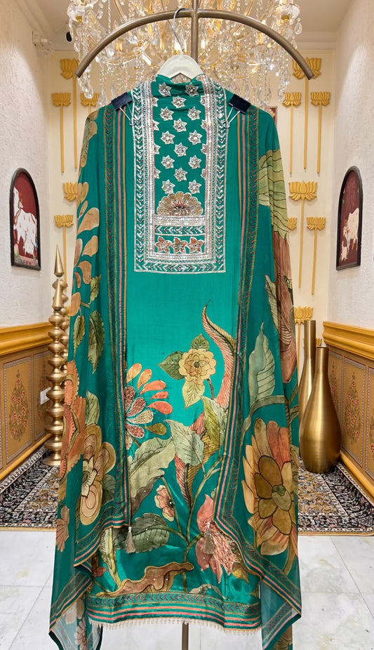 Aarifa Grace Printed Suit (Green)