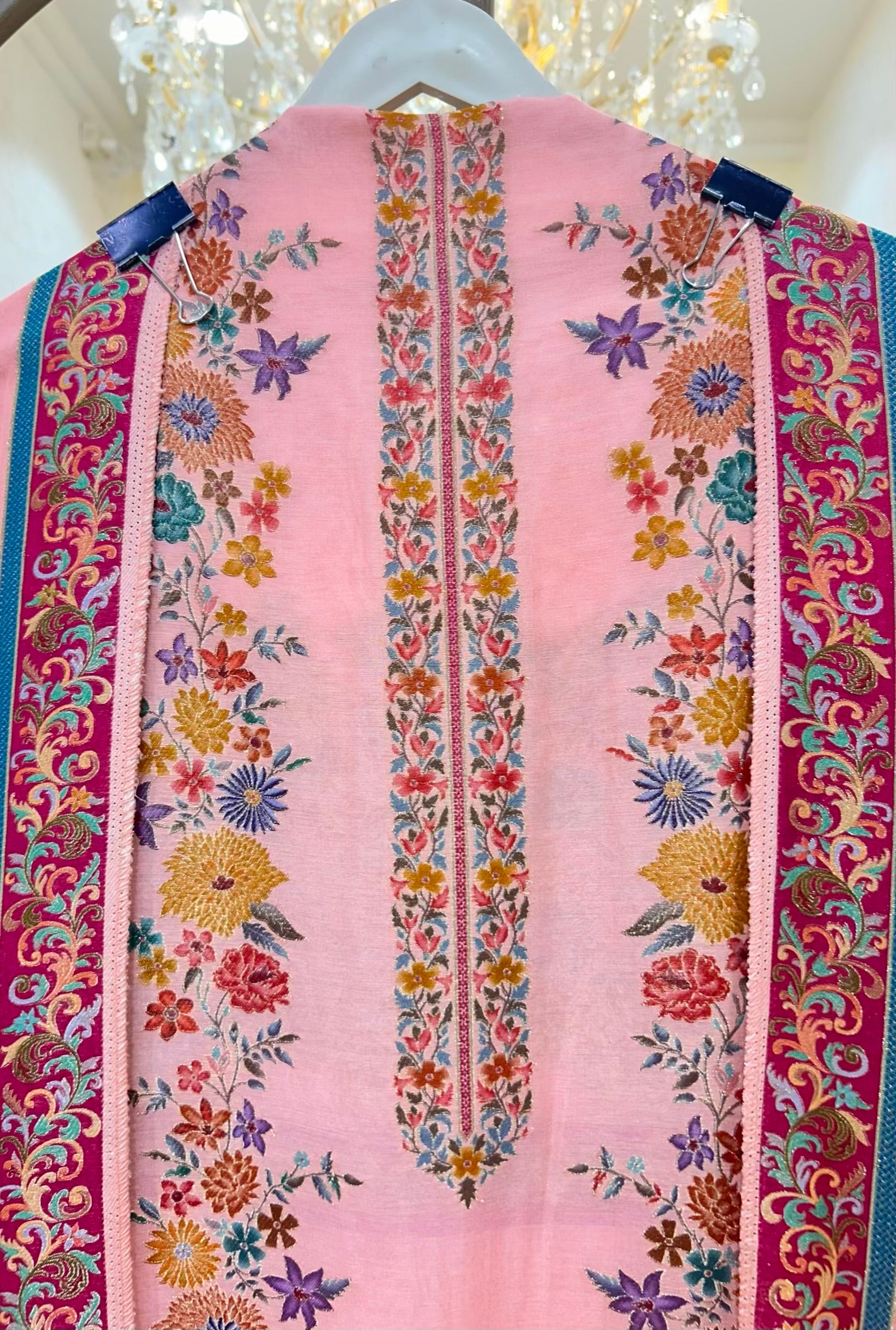 Eshira Silk Printed Suit (Peach)