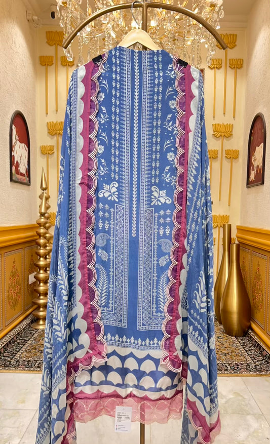 Aafiya Print Veil Suit (Blue)