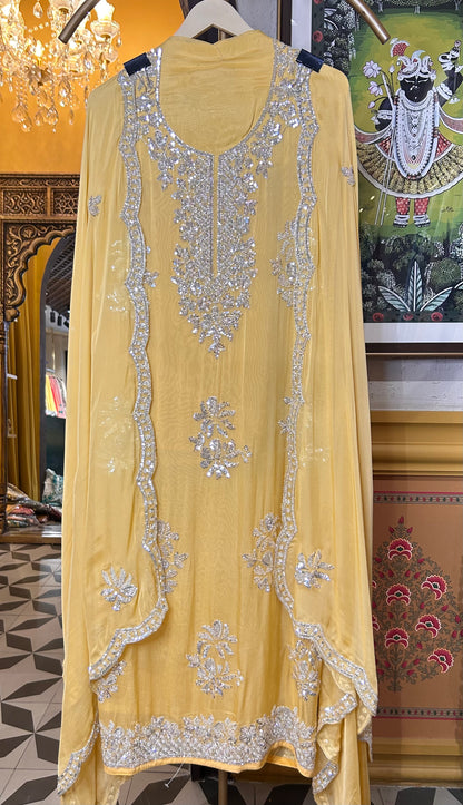 Zeba Organza Suit (Yellow)