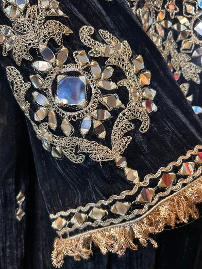 Shahnoor Velvet Slit Dress (Black)