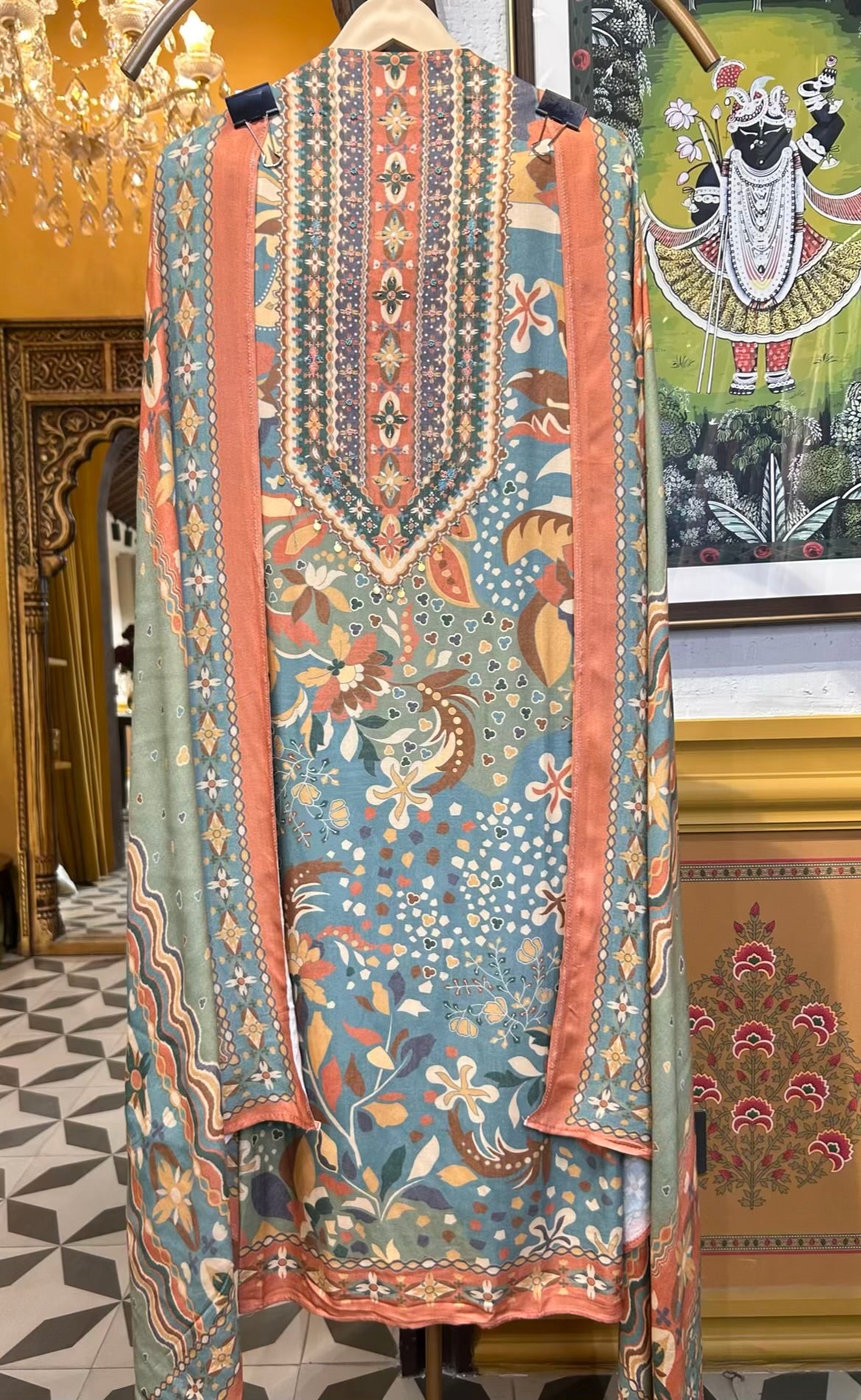 Eira Pashmina Suit (Blue)