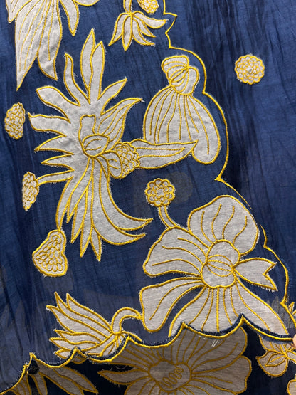 Aarini Appliqué Veil Suit (Navy Blue)