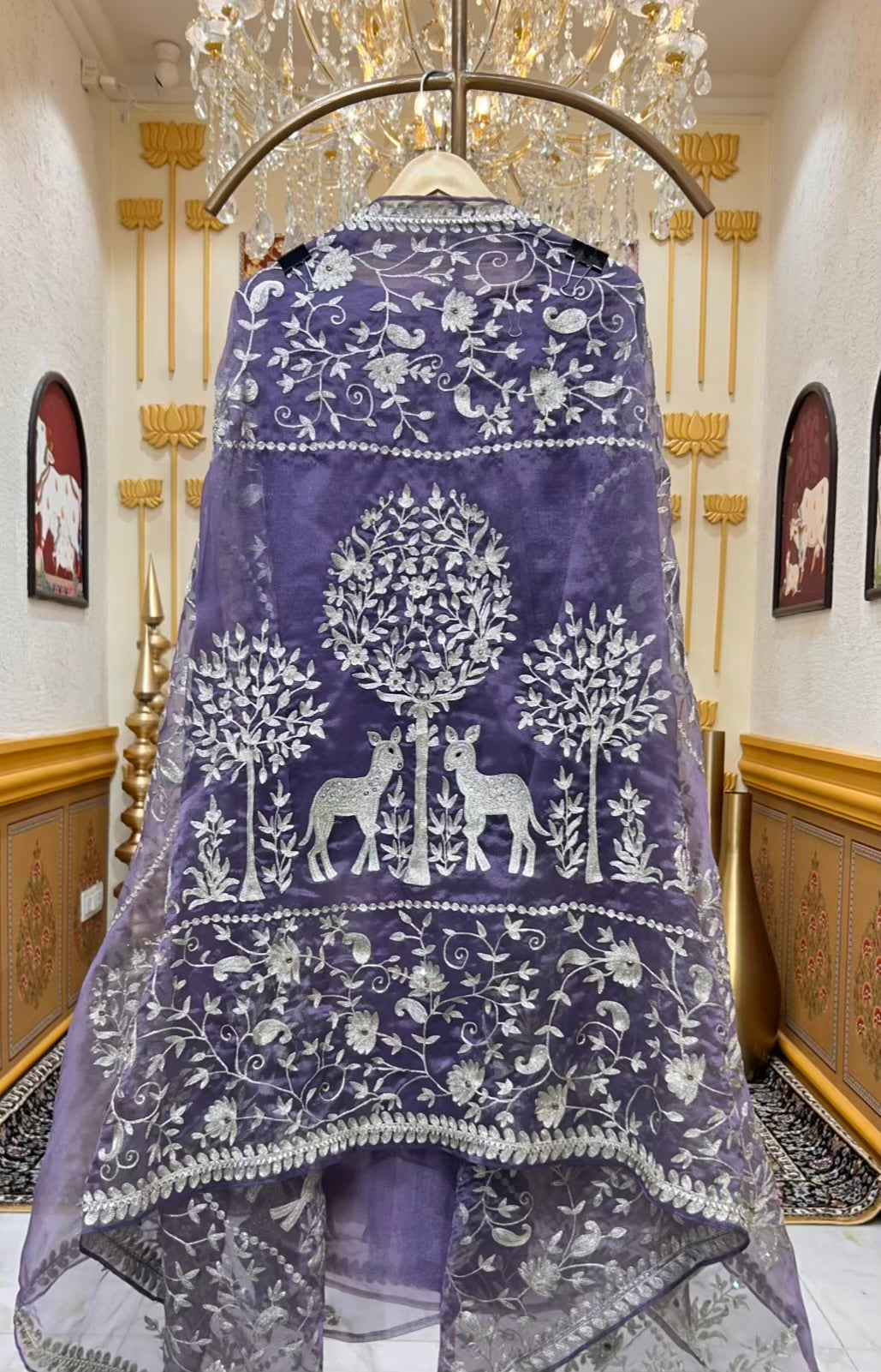 Mehraz Organza Embroidered Suit (Lavender)