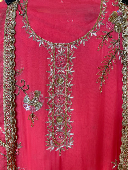 Zewar Organza Suit (Pink)