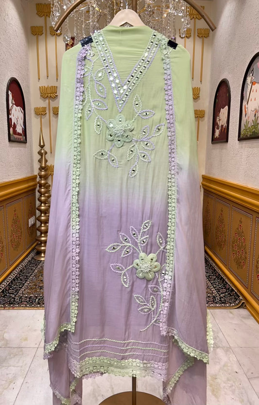 Afsana Mul Sheen Suit (Green)