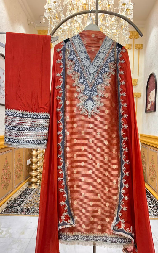Mirzaara Kinari Taj Suit (Orange)