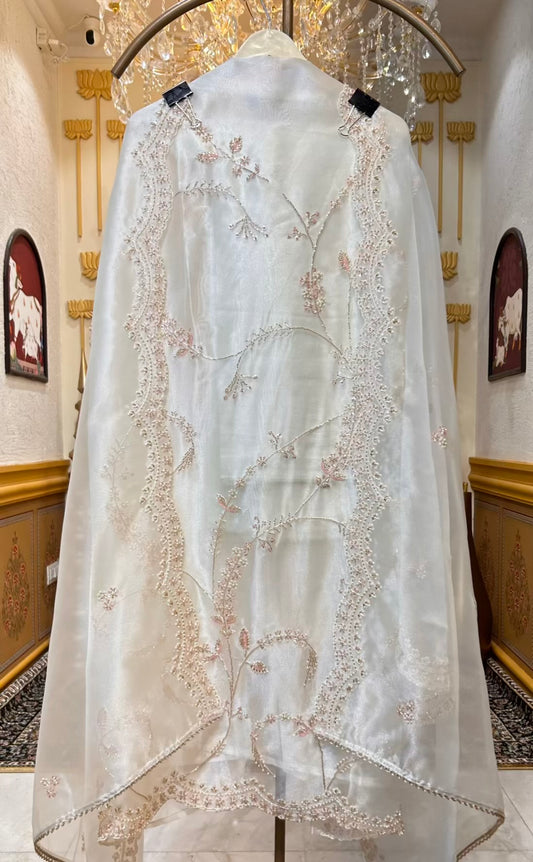 Elina Crush Karigari Suit (Ivory)