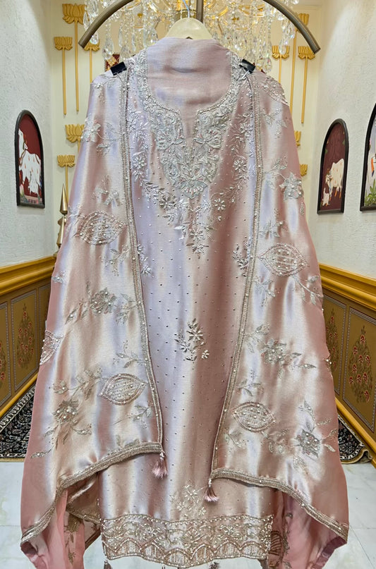 Sarvani Mukaish Noor Suit (Peach)