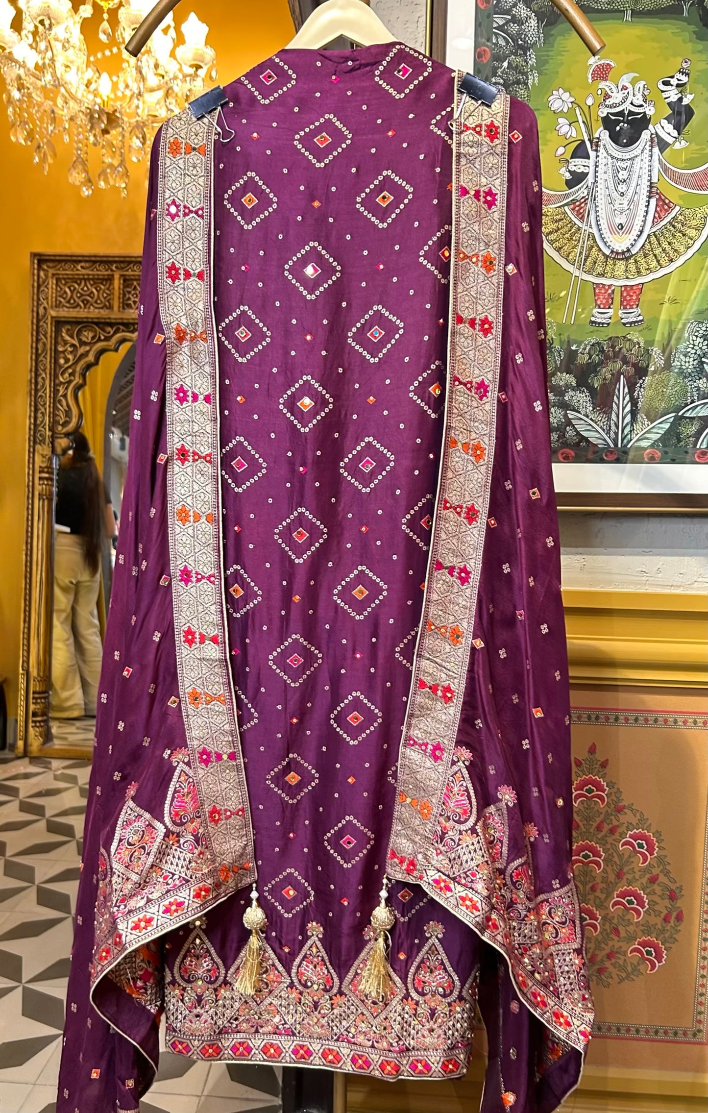 Khwabgah Bandhani Suit (Purple)