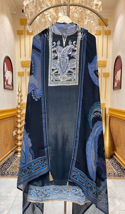 Zehraaya Zari Pearl Silk Suit