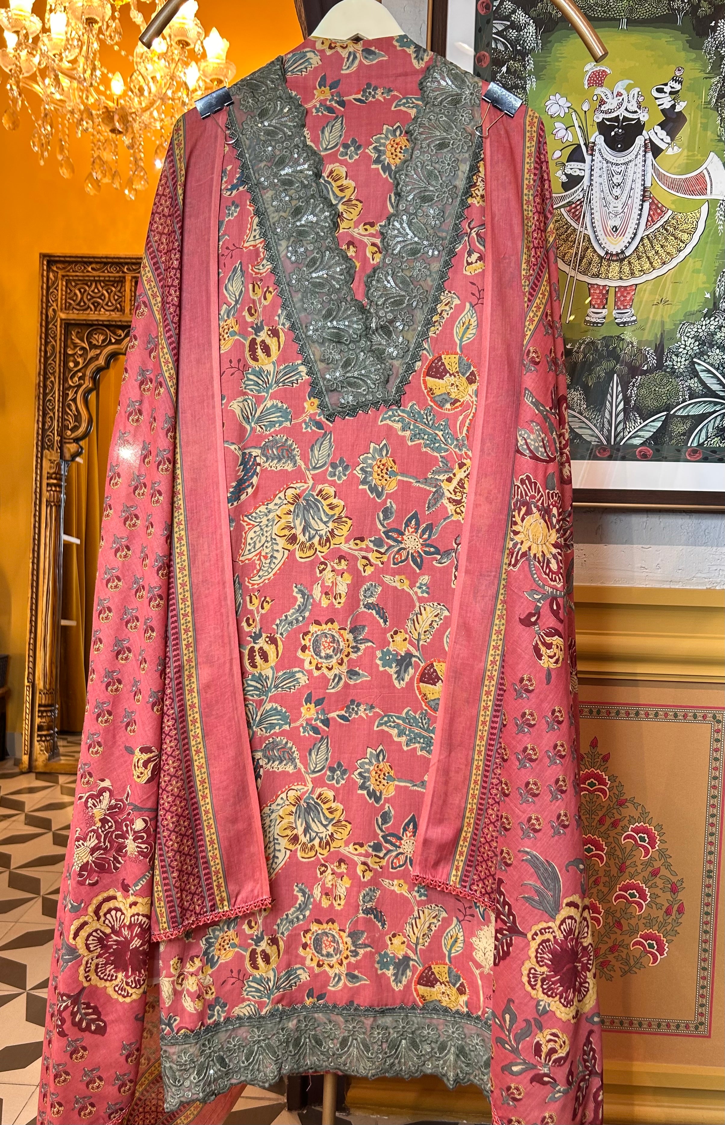 Rimjhim Cotton Suit (Pink)