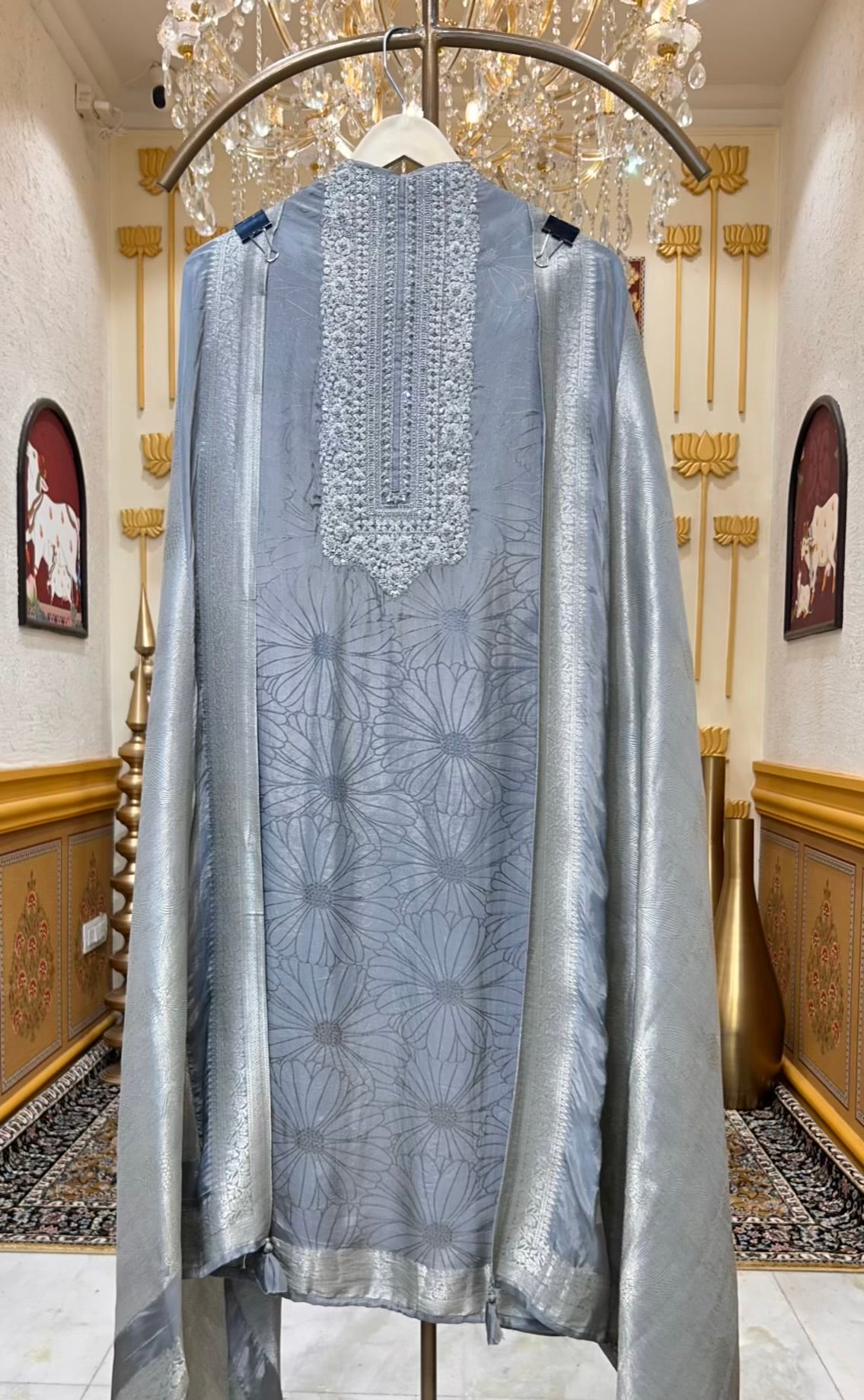 Zehra Dori Silk Suit (Grey)