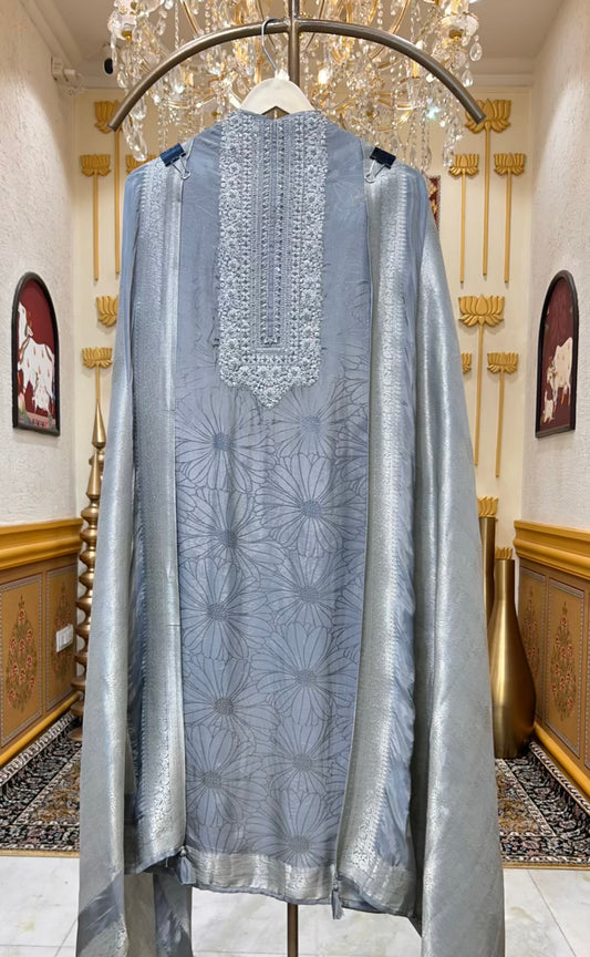 Zehra Dori Silk Suit (Grey)