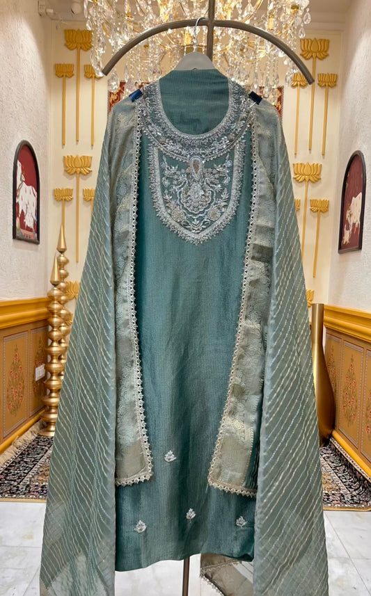 Afsara Banarasi Noor Suit (Green)