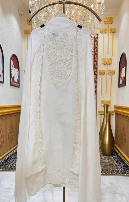 Ishara Mul Chanderi Suit (Ivory)