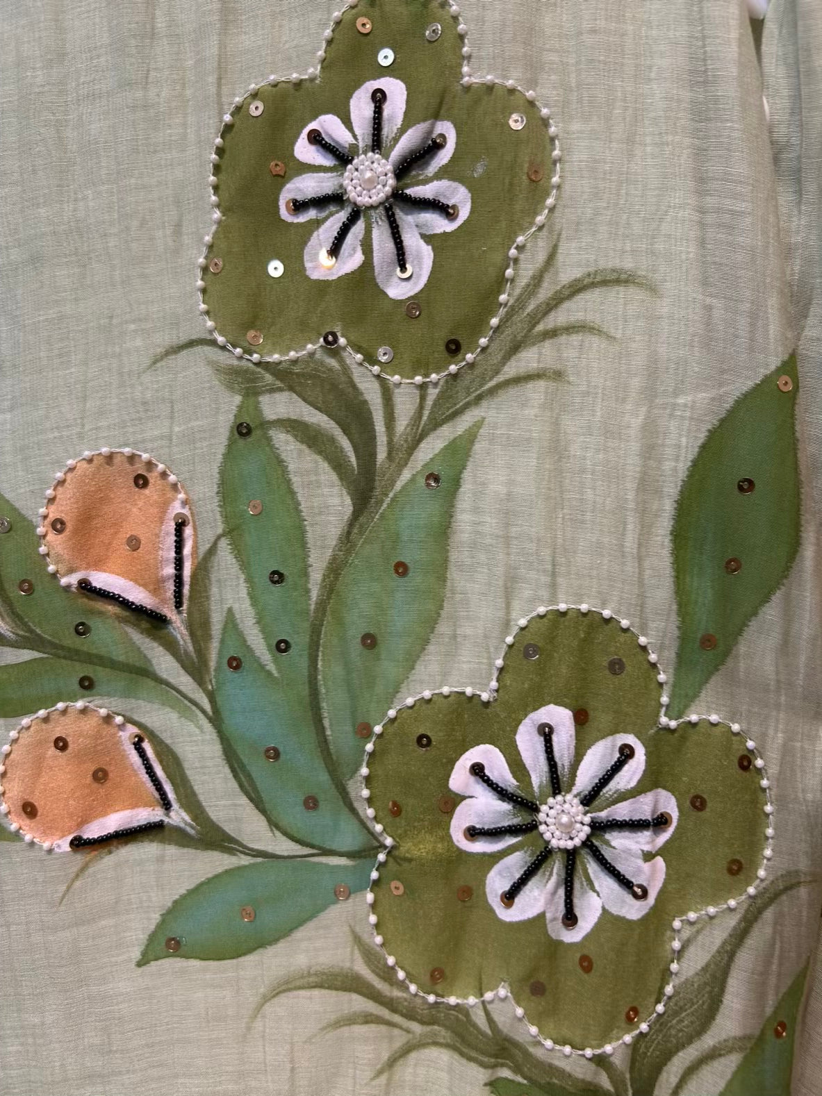 Mehar Handpaint Pearl Suit (Green)