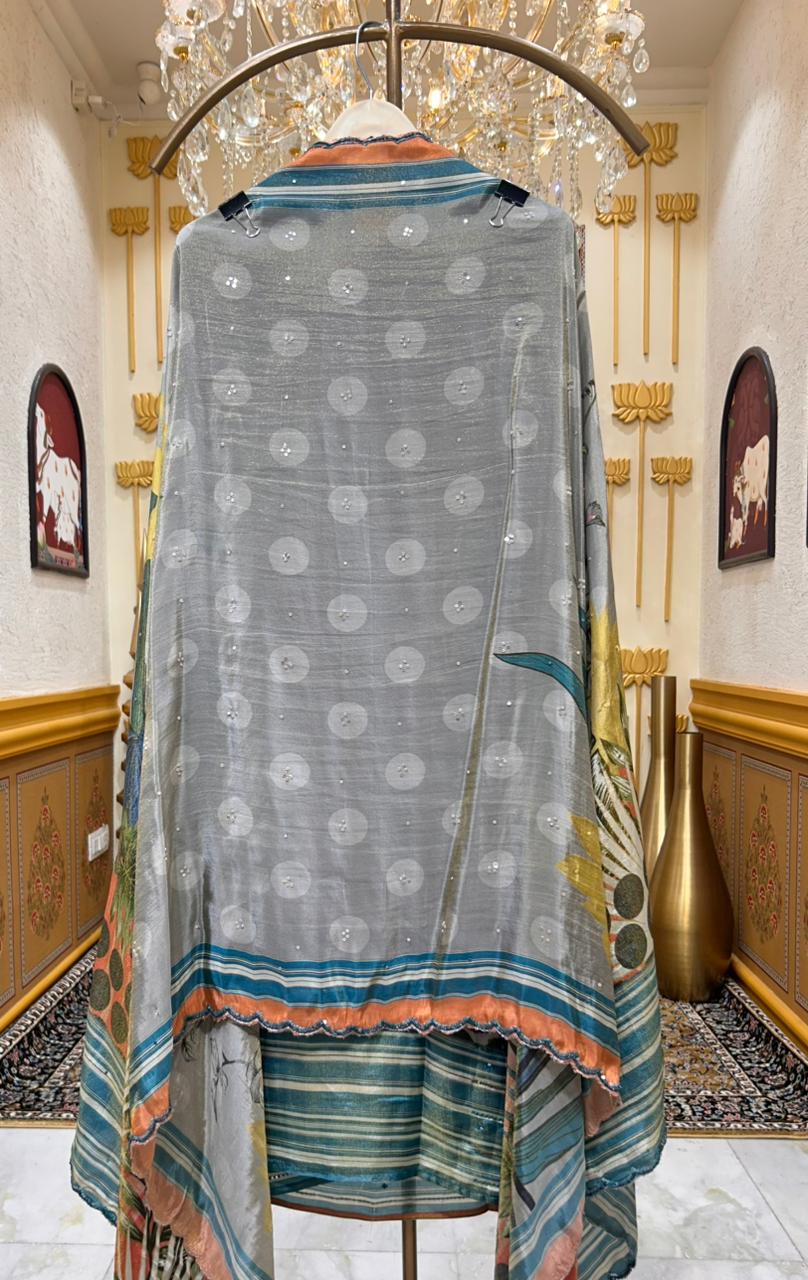 Ruhgraa Grey Bloom Suit