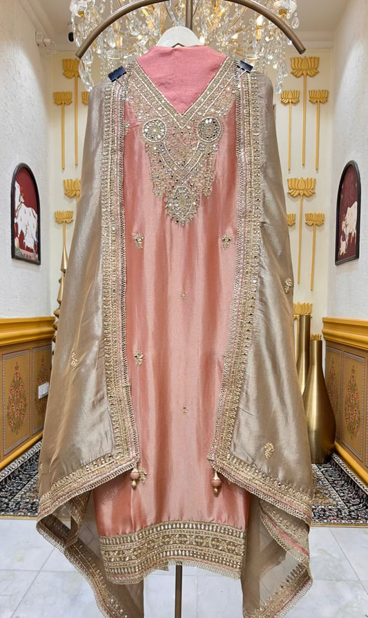 Nazra Mirror Loom Suit (Peach)