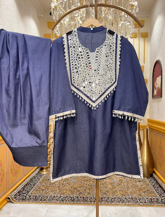 Mehral Sheesha Denim Farshi Set