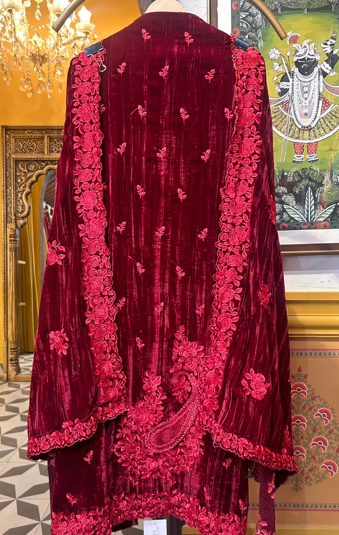 Afsar-E-Velvet Suit (Red)