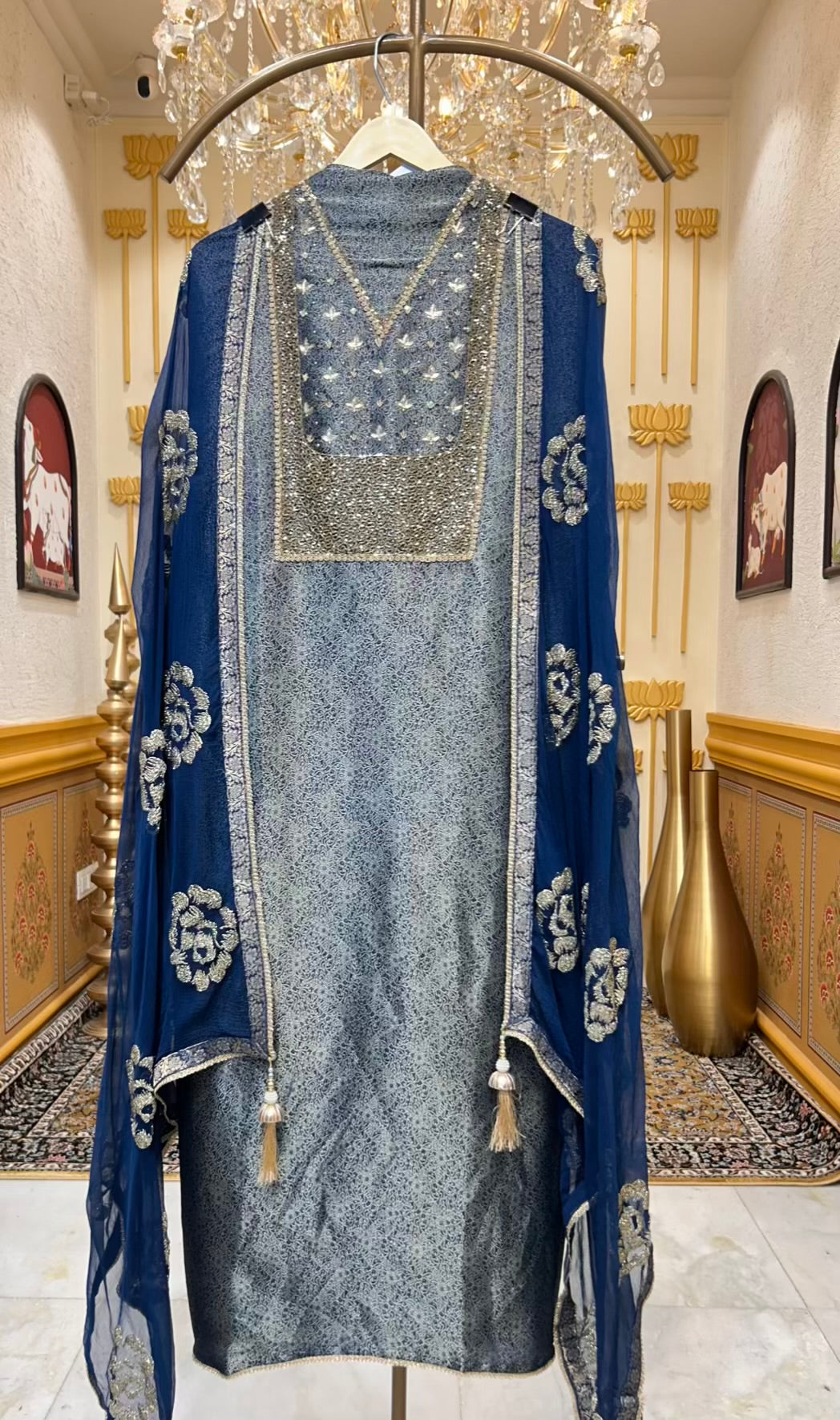 Zayla Banarasi Grace Suit (Navy Blue)