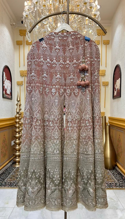 Mehrunnisa Mirror Gharara Set (Peach)