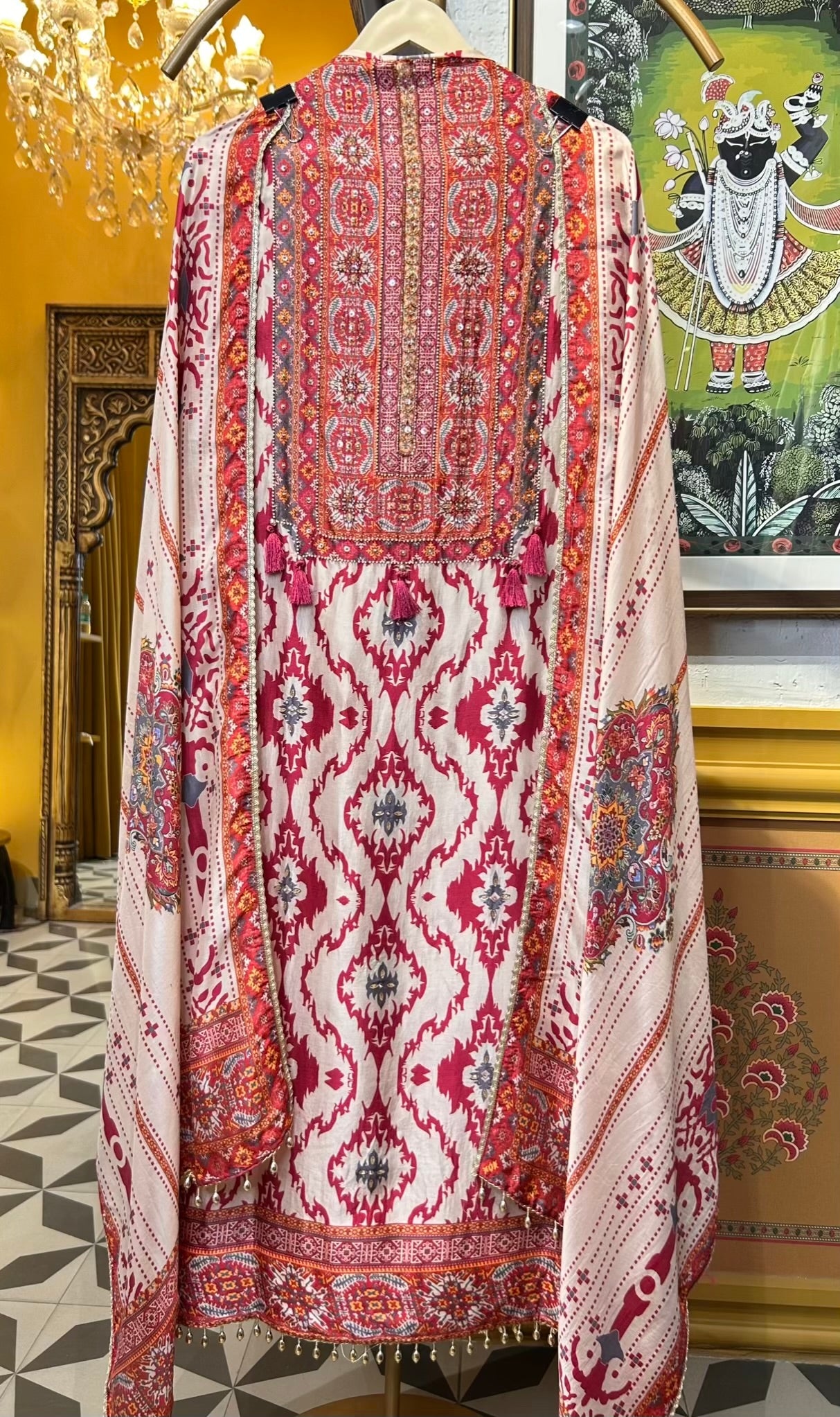 Mehrunisa Silk Suit (Ivory & Lavender)