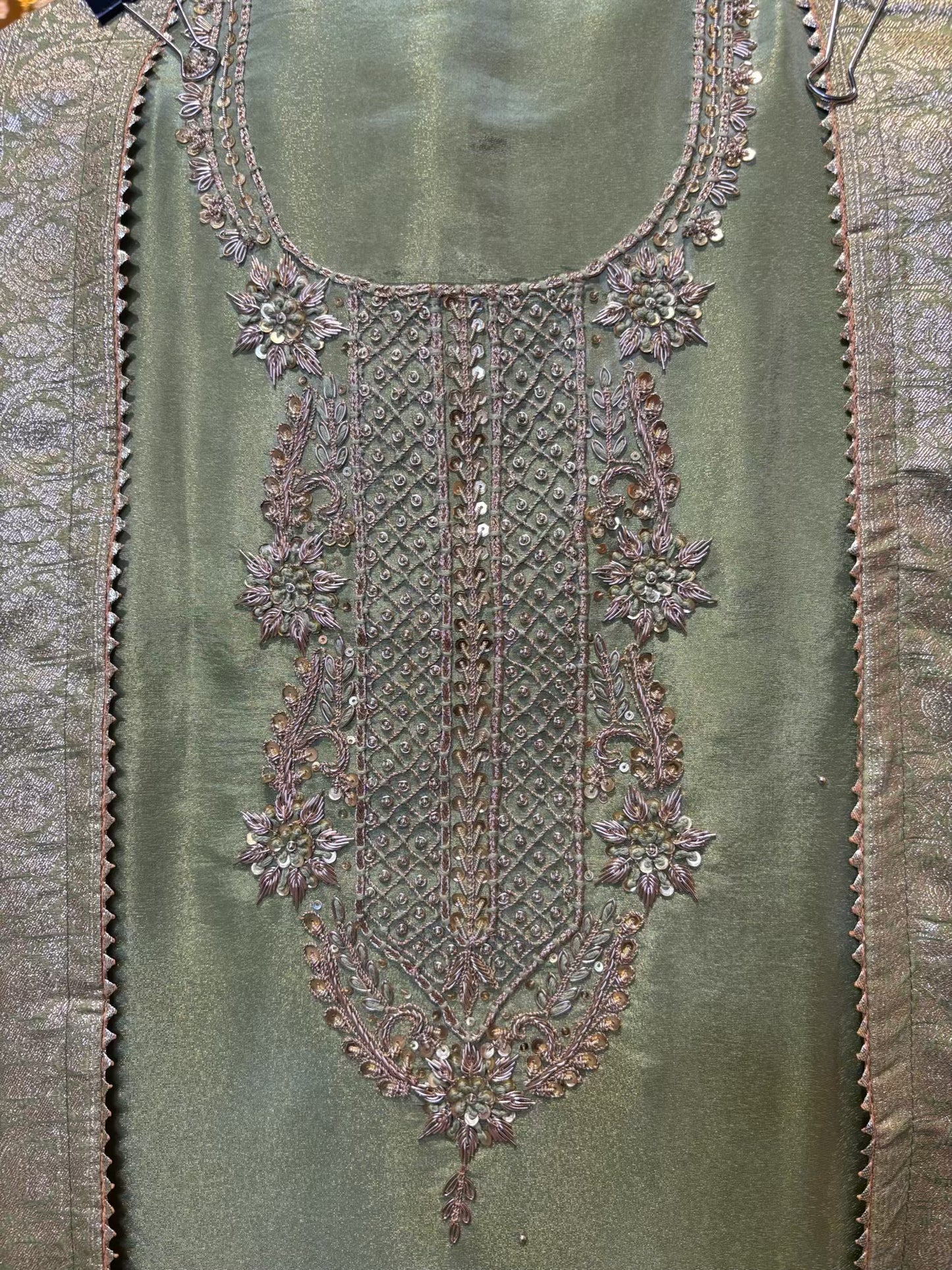 Meherbaan Silk Organza Suit (Pista Green)