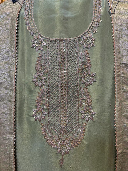 Meherbaan Silk Organza Suit (Pista Green)