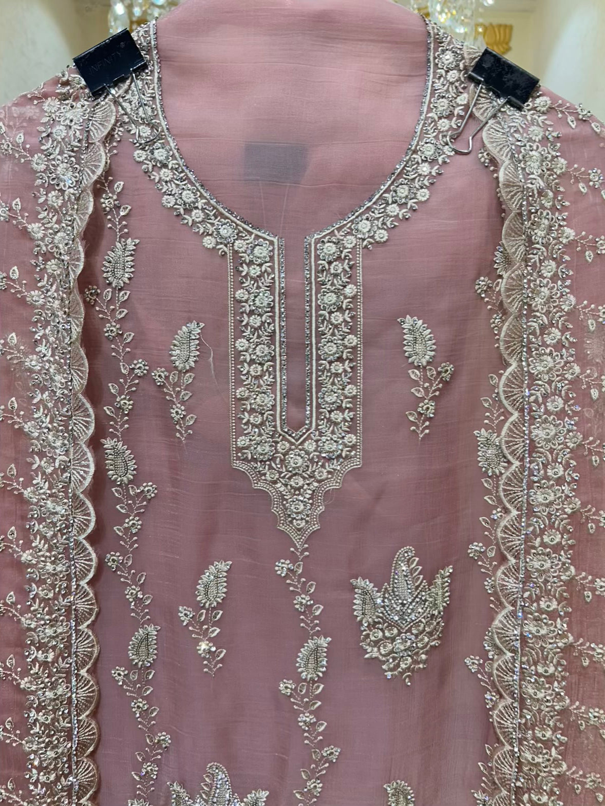 Aarifa Resham Veil Suit (Pink)