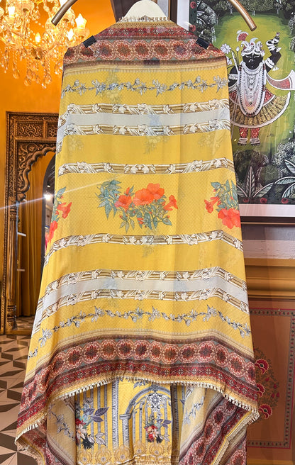 Nayeli Muslin Silk Suit (Yellow)