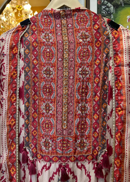 Mehrunisa Silk Suit (Ivory & Lavender)