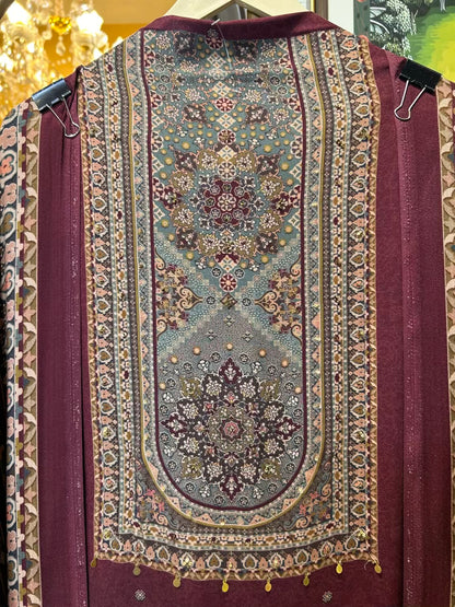 Siyana Pashmina Suit (Wine)