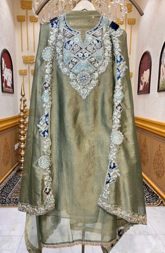 Aariza Tissue Gleam Suit (Green)