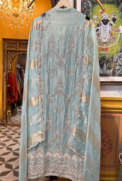 Riyansaé-Naqsh Suit (Turquoise)