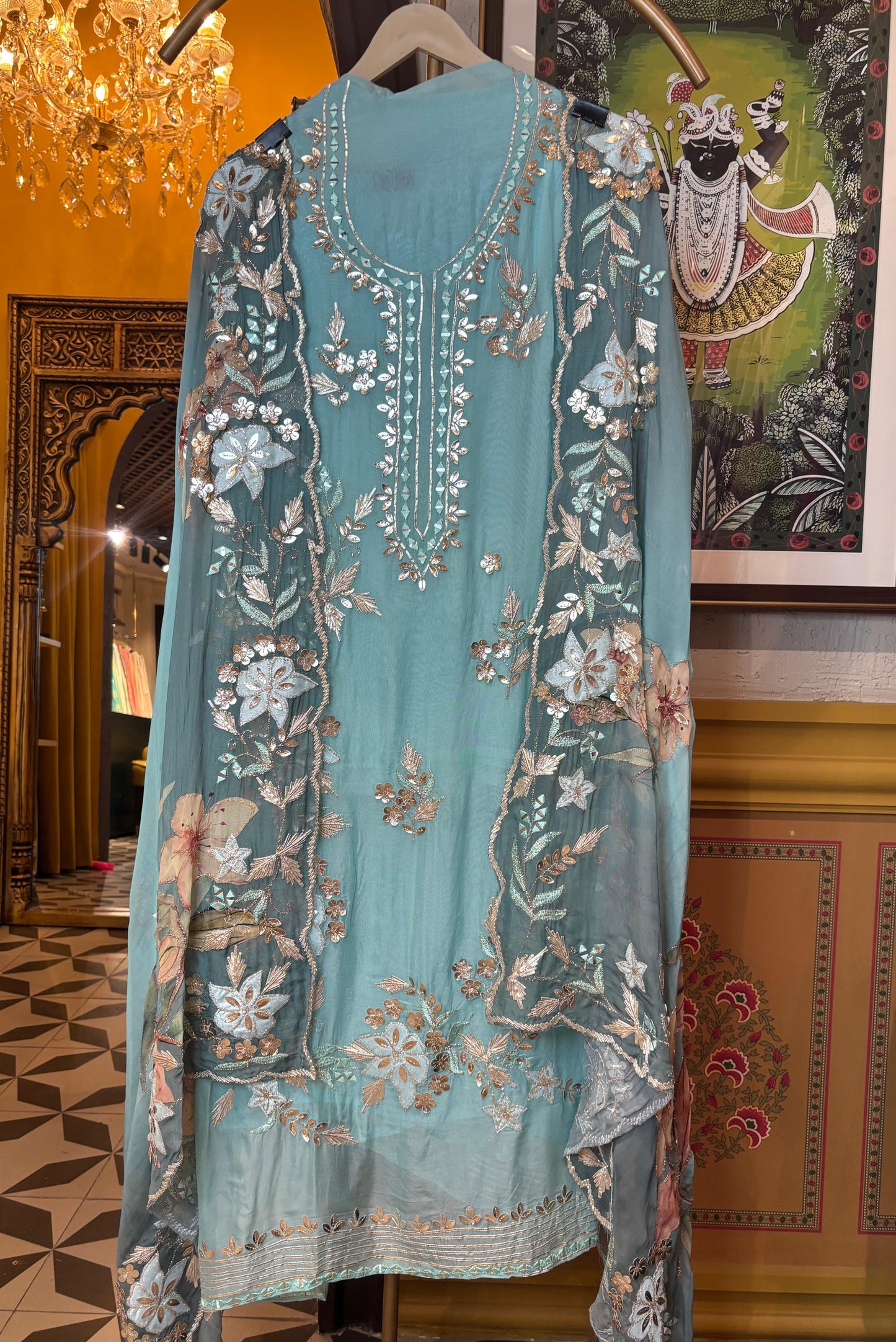 Keyaara Organza Suit (Blue)