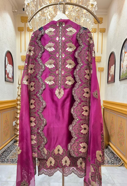Zehriya Sequin Veil Suit (Purple)