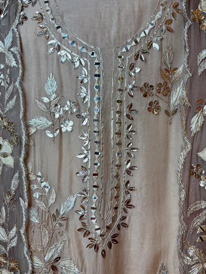 Keyaara Organza Suit (Beige)