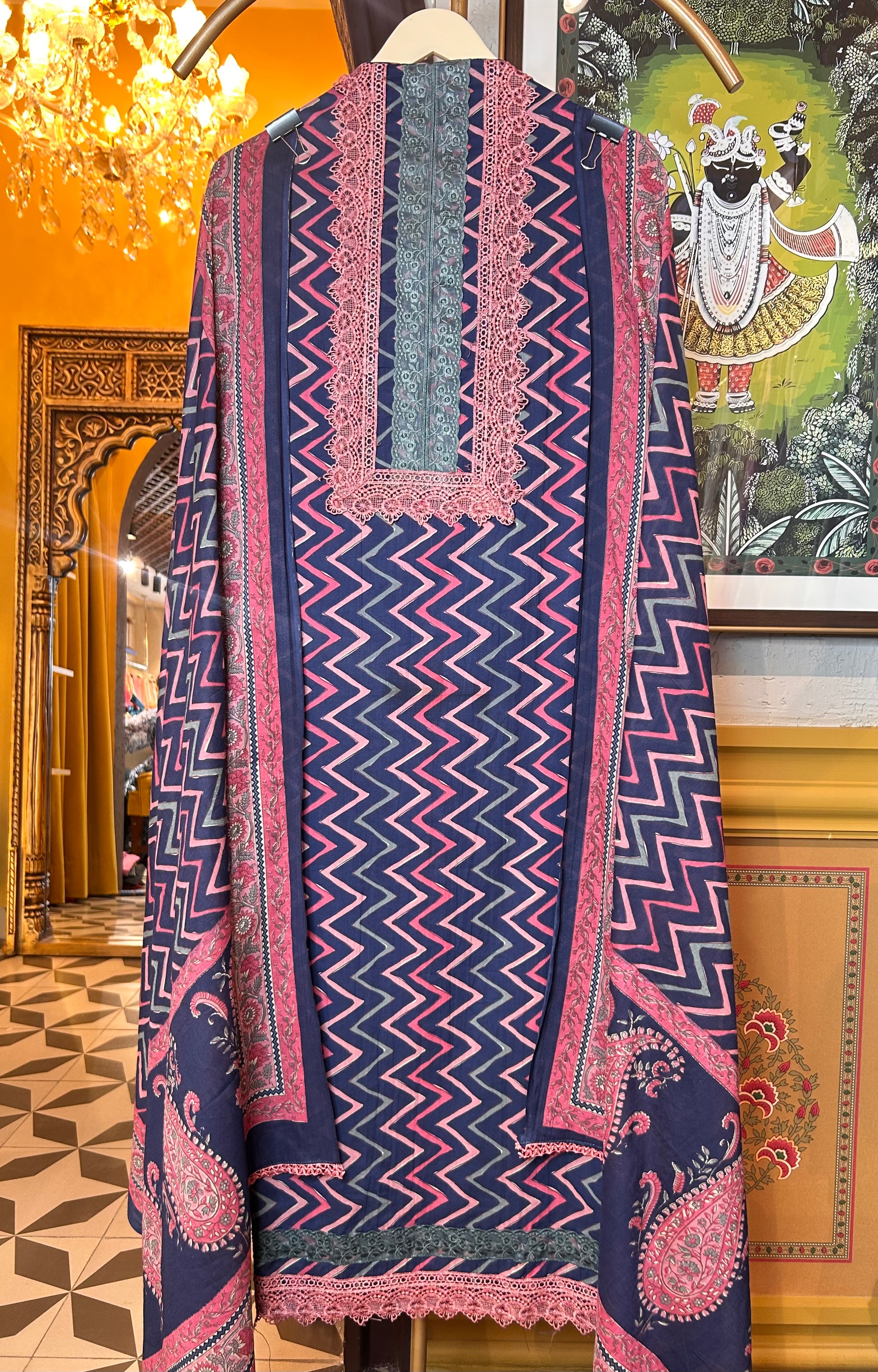 Pehra Cotton Suit (Blue)