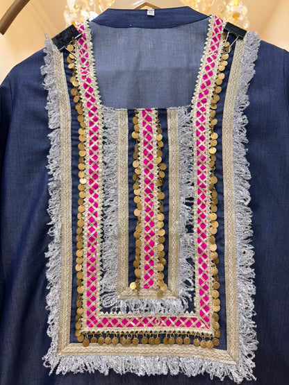 Zareh Kiran Gota Denim Set